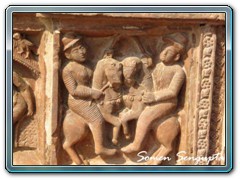 Terracotta works on walls of a temple at Itonda, Birbhum